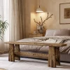 59" Wood Entryway Bench, Traditional Hallway Bench End of Bed Bench