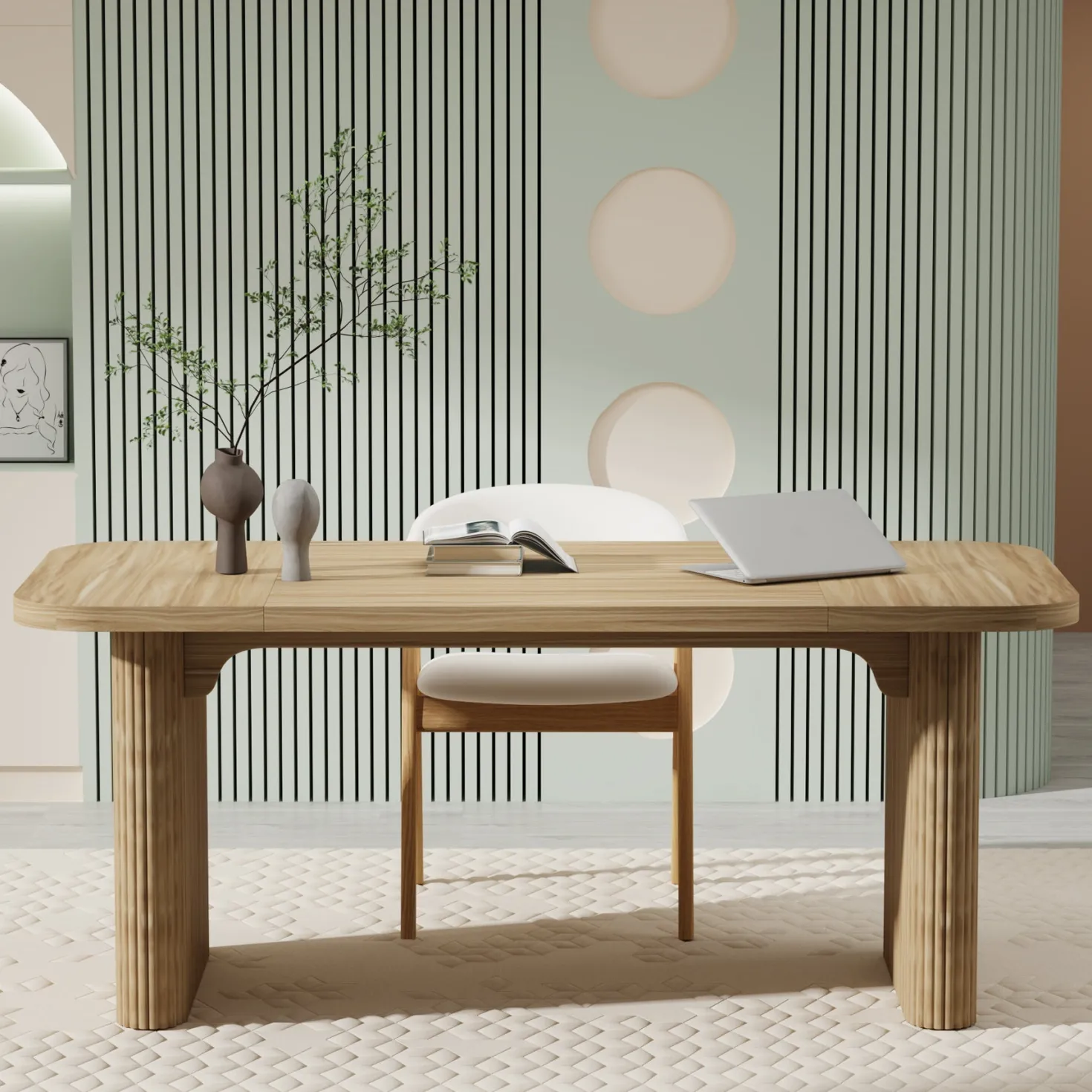 62.2" Wood Executive Desk Simple Rectangular Computer Desk Writing Table