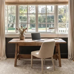 63" Wood Executive Office Desk, Large Rustic Computer Writing Desk for Home Office, Living Room