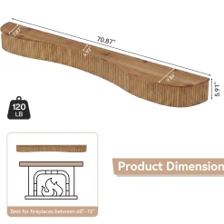 70.87" Wood Fireplace Mantel Shelf, Floating Display Shelf for Living Room