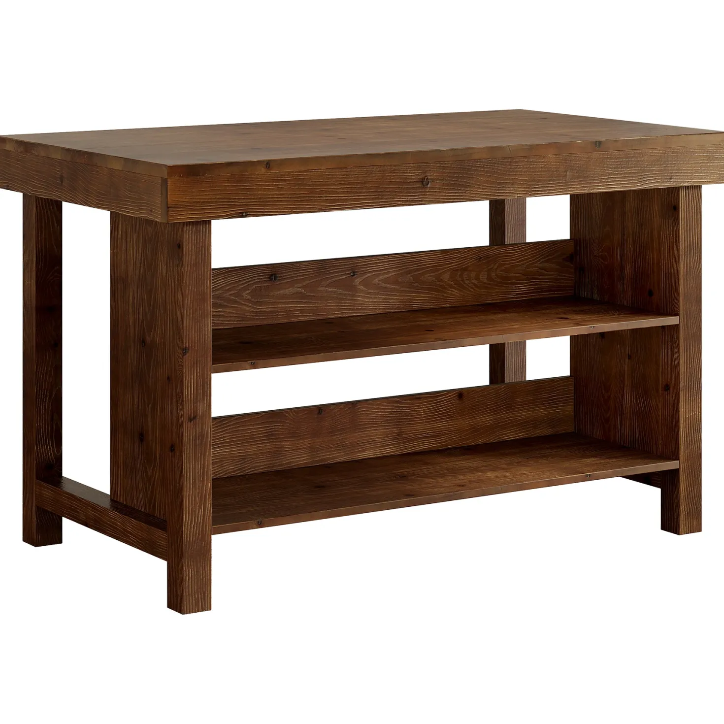 55" Wood Kitchen Island, 3-Tier Farmhouse Counter Height Coffee Bar