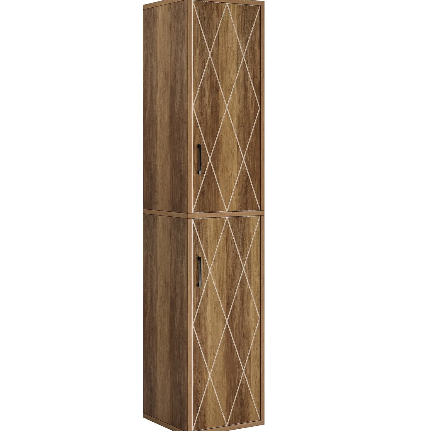 75" Wood Storage Cabinet, Free-Standing Cube Cabinet with 6 Shelves