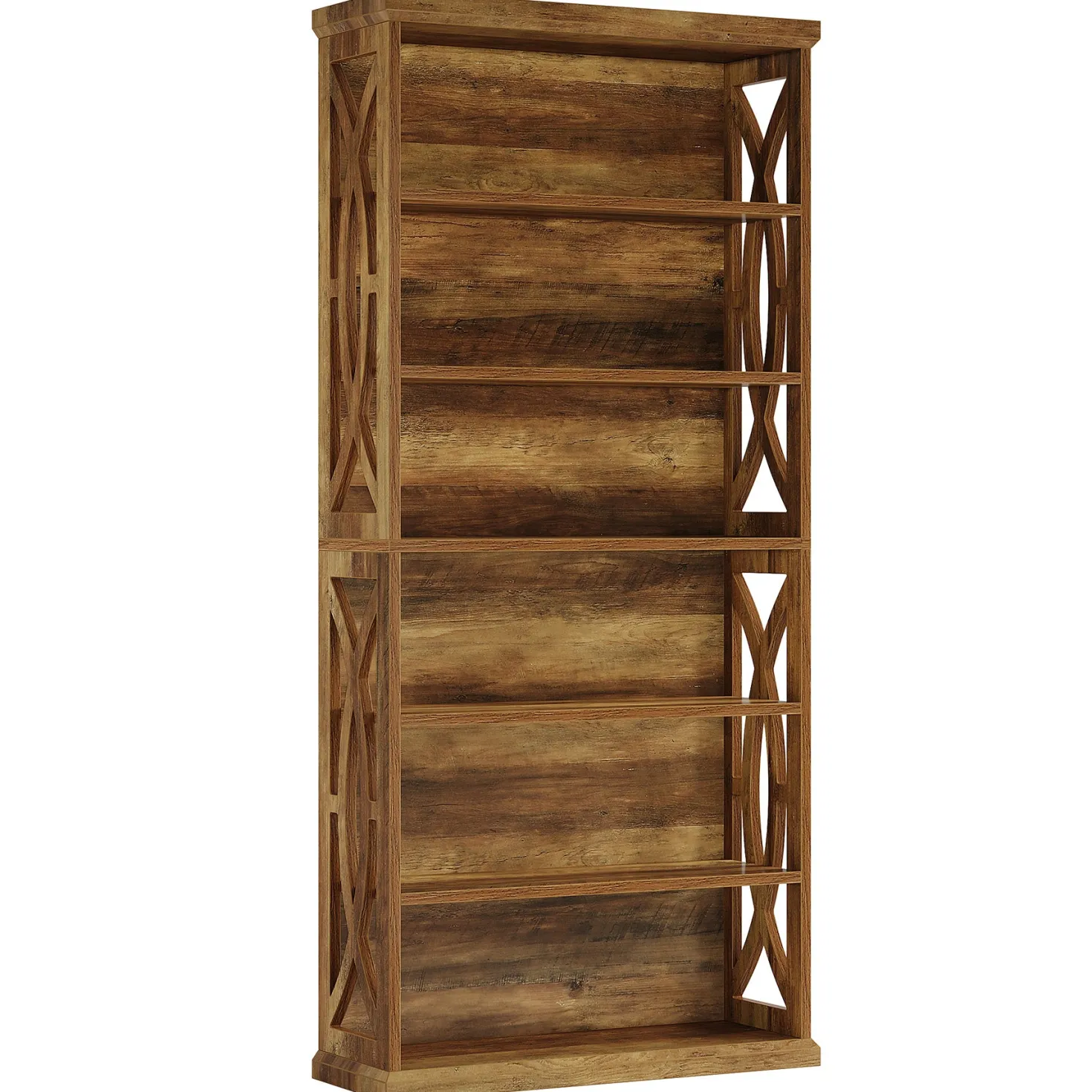 71" Wooden Bookshelf, 6-Tier Freestanding Bookcase Display Shelves