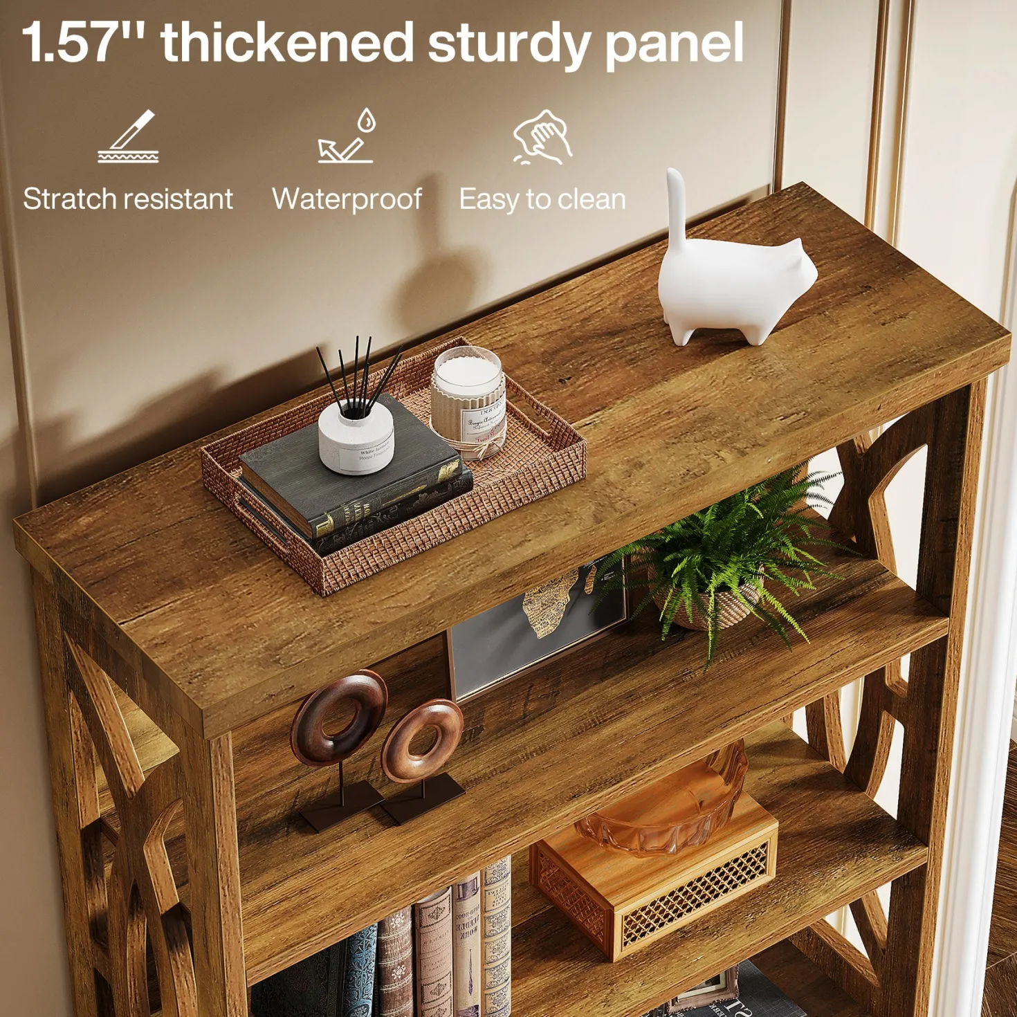 71" Wooden Bookshelf, 6-Tier Freestanding Bookcase Display Shelves