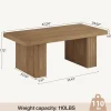 47.2" Wooden Coffee Table, Rectangle Center Table with Thick Base