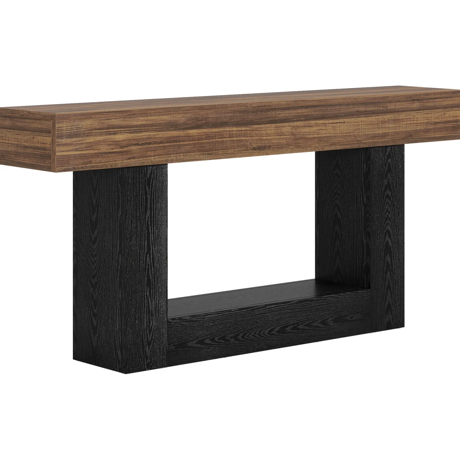 63" Wooden Console Table, Farmhouse 2-Tier Sofa Table Entryway Table