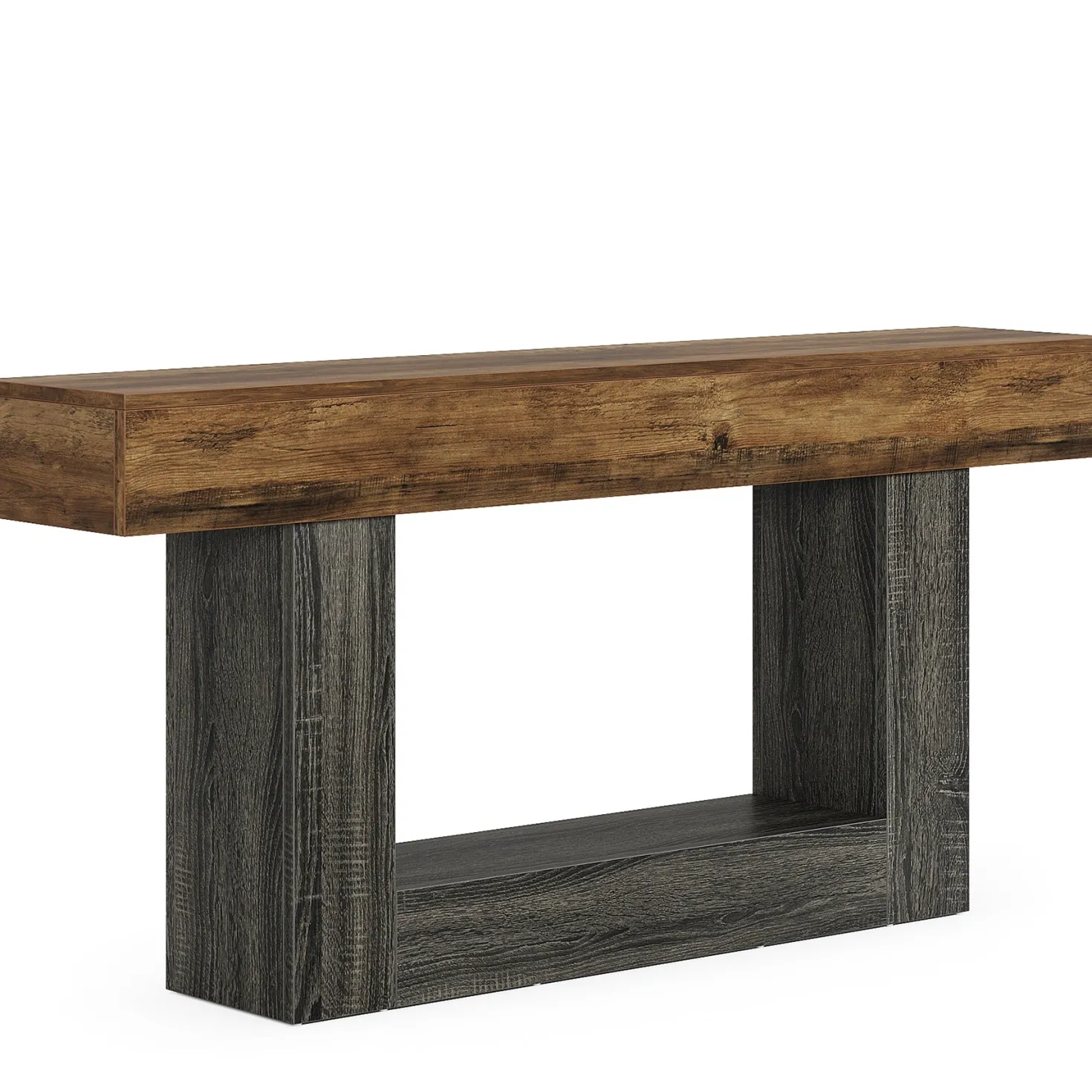 63" Wooden Console Table, Farmhouse 2-Tier Sofa Table Entryway Table