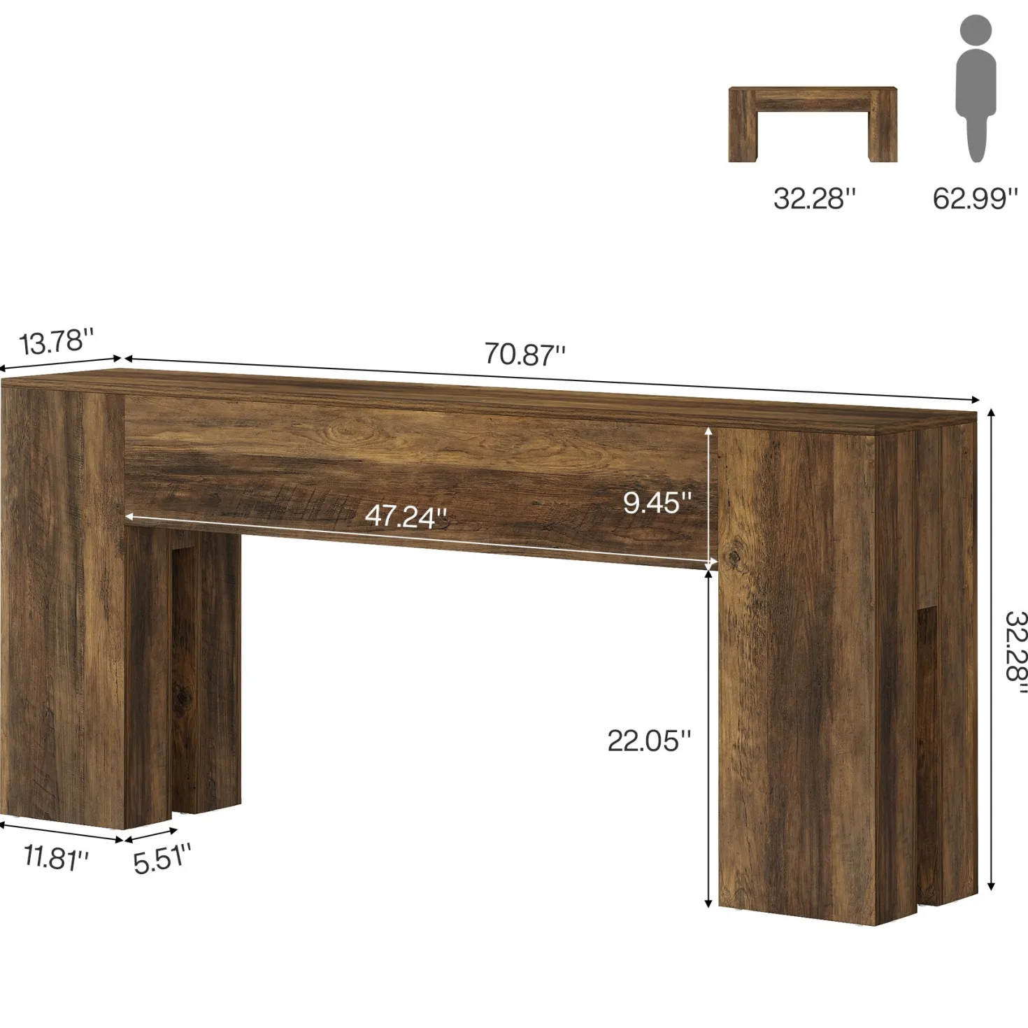 70.8" Wooden Console Table, Sturdy Sofa Hallway Table