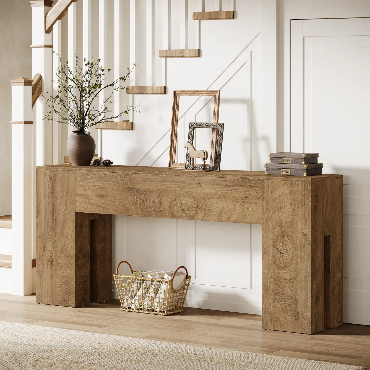 70.8" Wooden Console Table, Sturdy Sofa Hallway Table