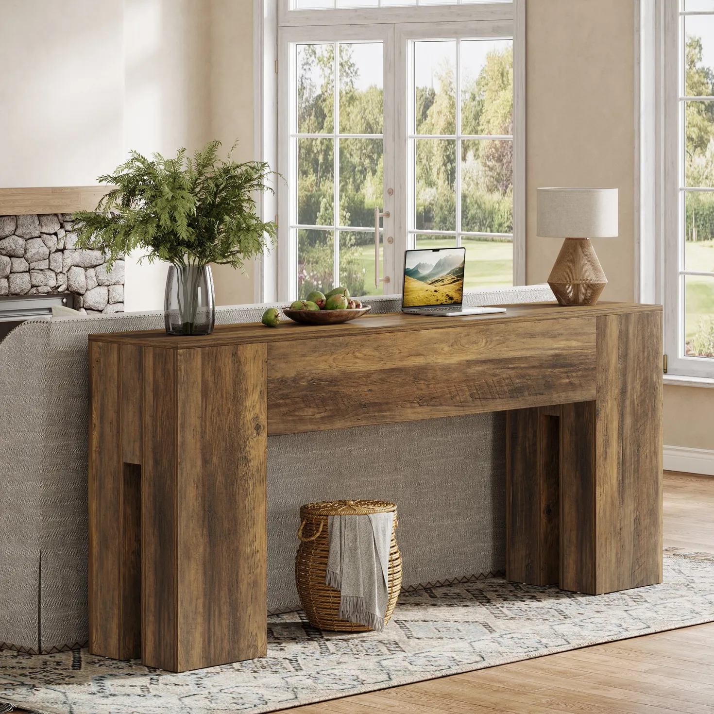 70.8" Wooden Console Table, Sturdy Sofa Hallway Table