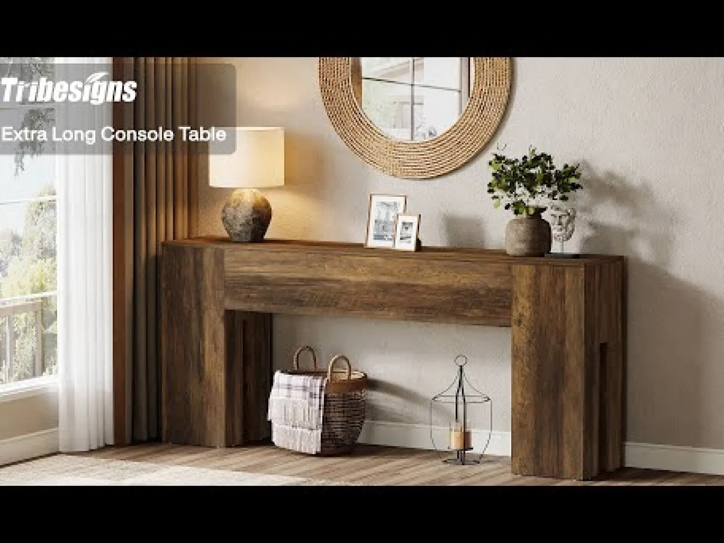 70.8" Wooden Console Table, Sturdy Sofa Hallway Table