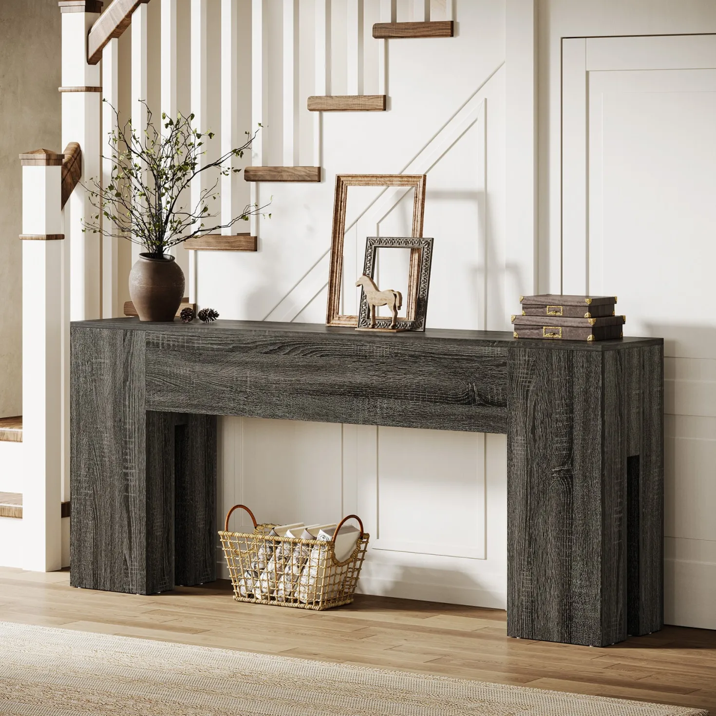 70.8" Wooden Console Table, Sturdy Sofa Hallway Table