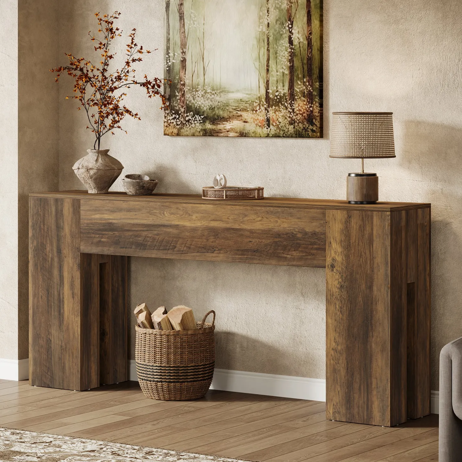 70.8" Wooden Console Table, Sturdy Sofa Hallway Table