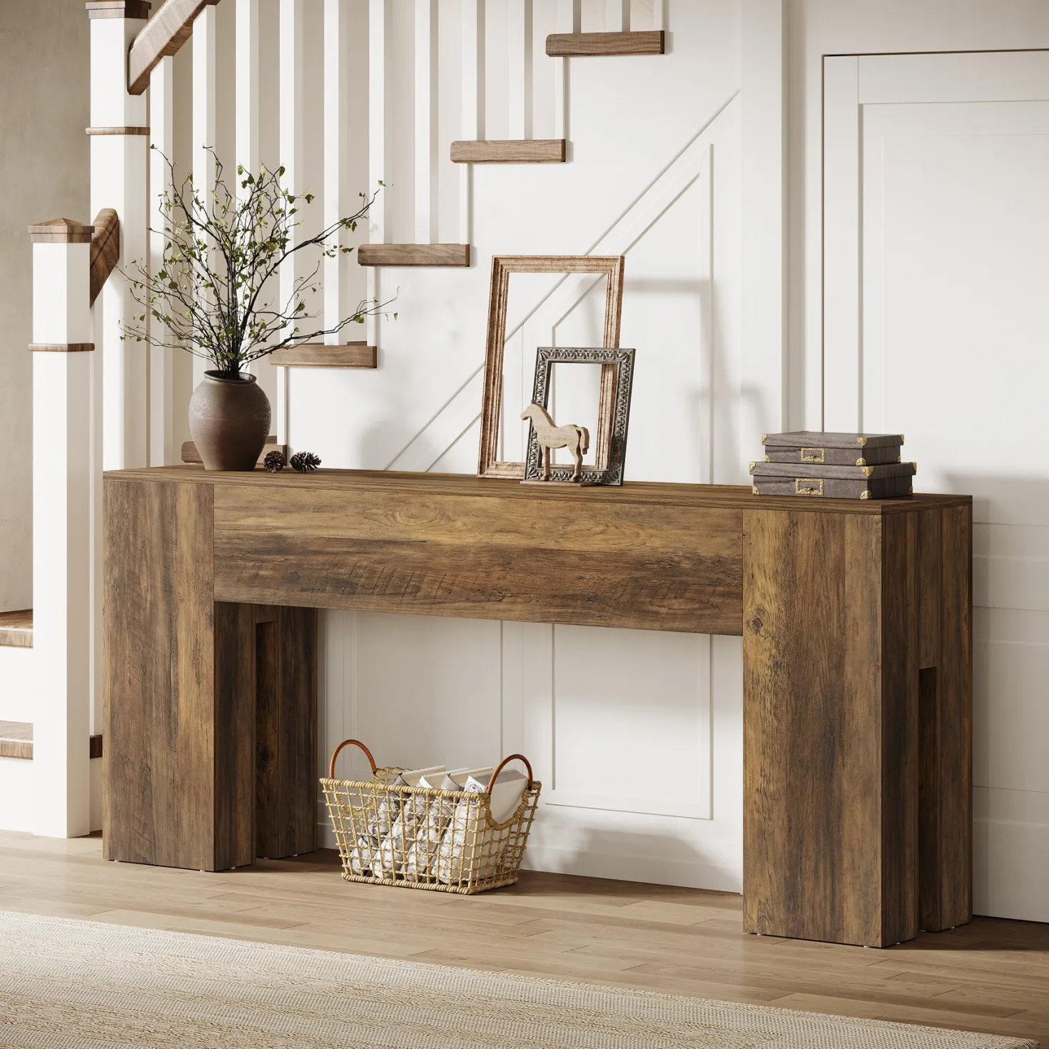 70.8" Wooden Console Table, Sturdy Sofa Hallway Table