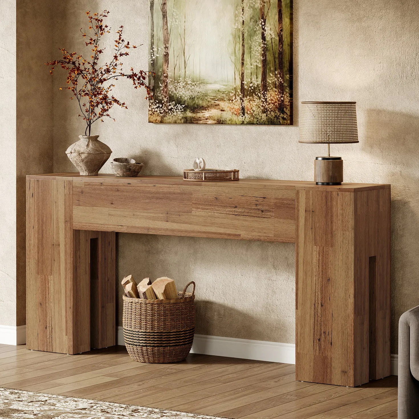 70.8" Wooden Console Table, Sturdy Sofa Hallway Table
