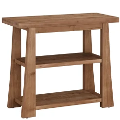 27.5" Wooden End Table, Narrow Nightstand with 3 Tier Storage Shelves for Living Room