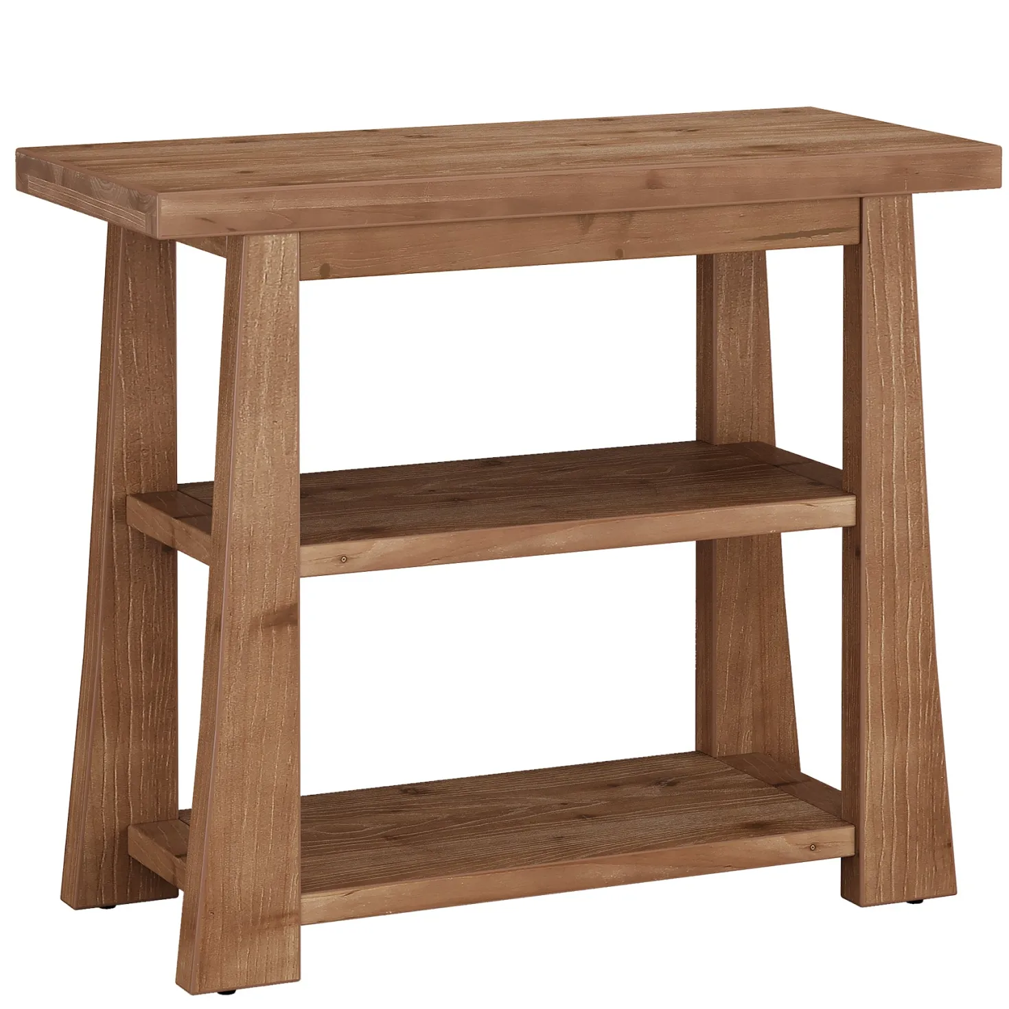 27.5" Wooden End Table, Narrow Nightstand with 3 Tier Storage Shelves for Living Room