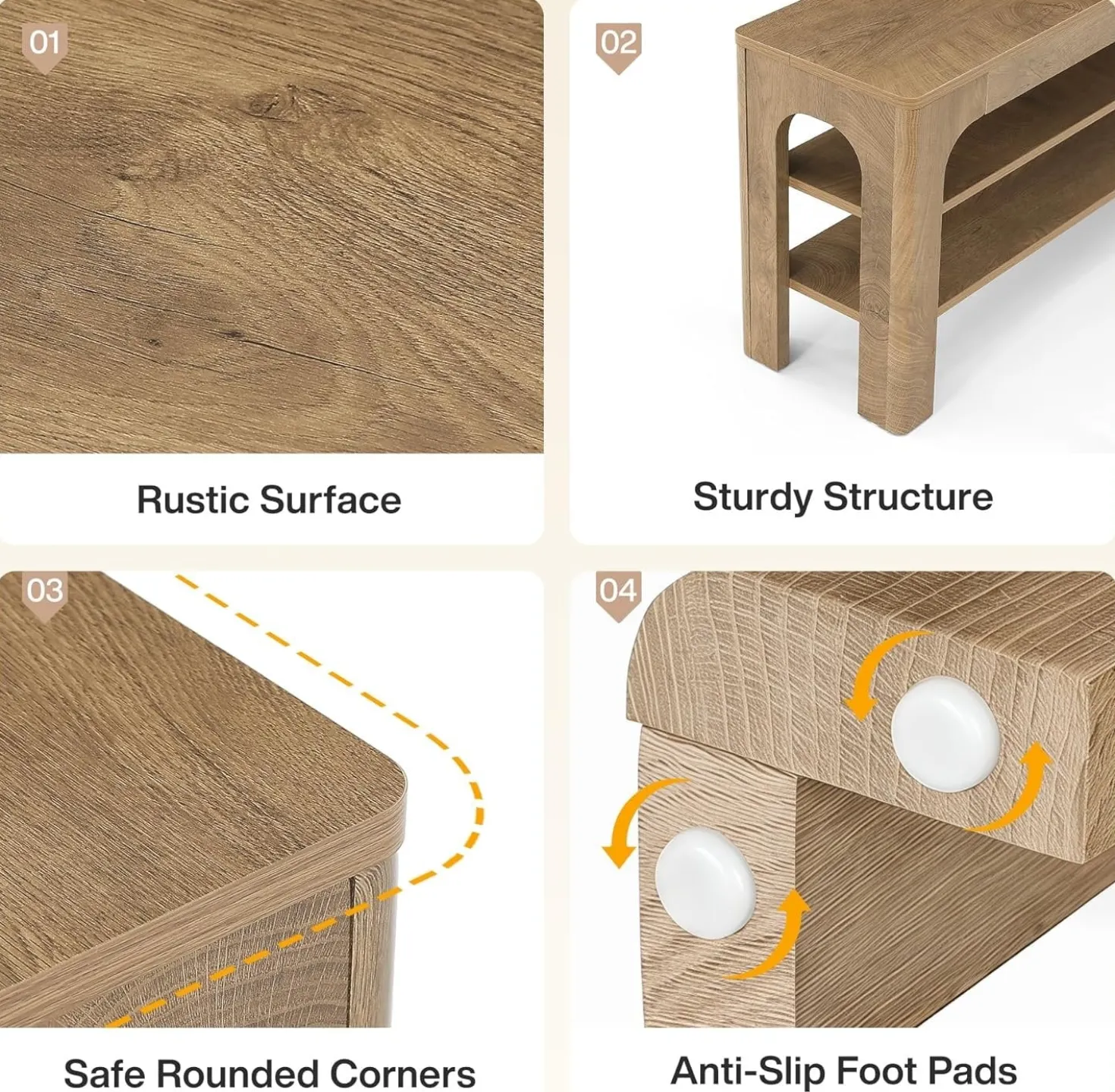 47.2" Wooden Shoe Storage Bench, Farmhouse Entryway Shoe Rack Bench with 2-Tier Open Shelves