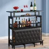 Bar Unit for Liquor, Home Entertainment Bar with Storage and Footrest
