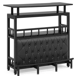 Bar Unit for Liquor, Home Entertainment Bar with Storage and Footrest