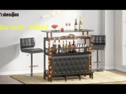 Bar Unit for Liquor, Home Entertainment Bar with Storage and Footrest