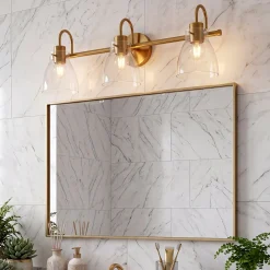Bathroom Light Fixtures, 3-Light Vanity Lights with Clear Glass Shade