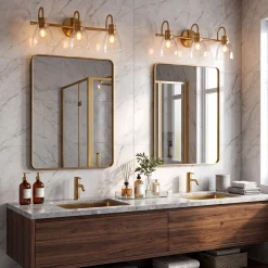 Bathroom Light Fixtures, 3-Light Vanity Lights with Clear Glass Shade
