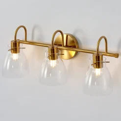 Bathroom Light Fixtures, 3-Light Vanity Lights with Clear Glass Shade