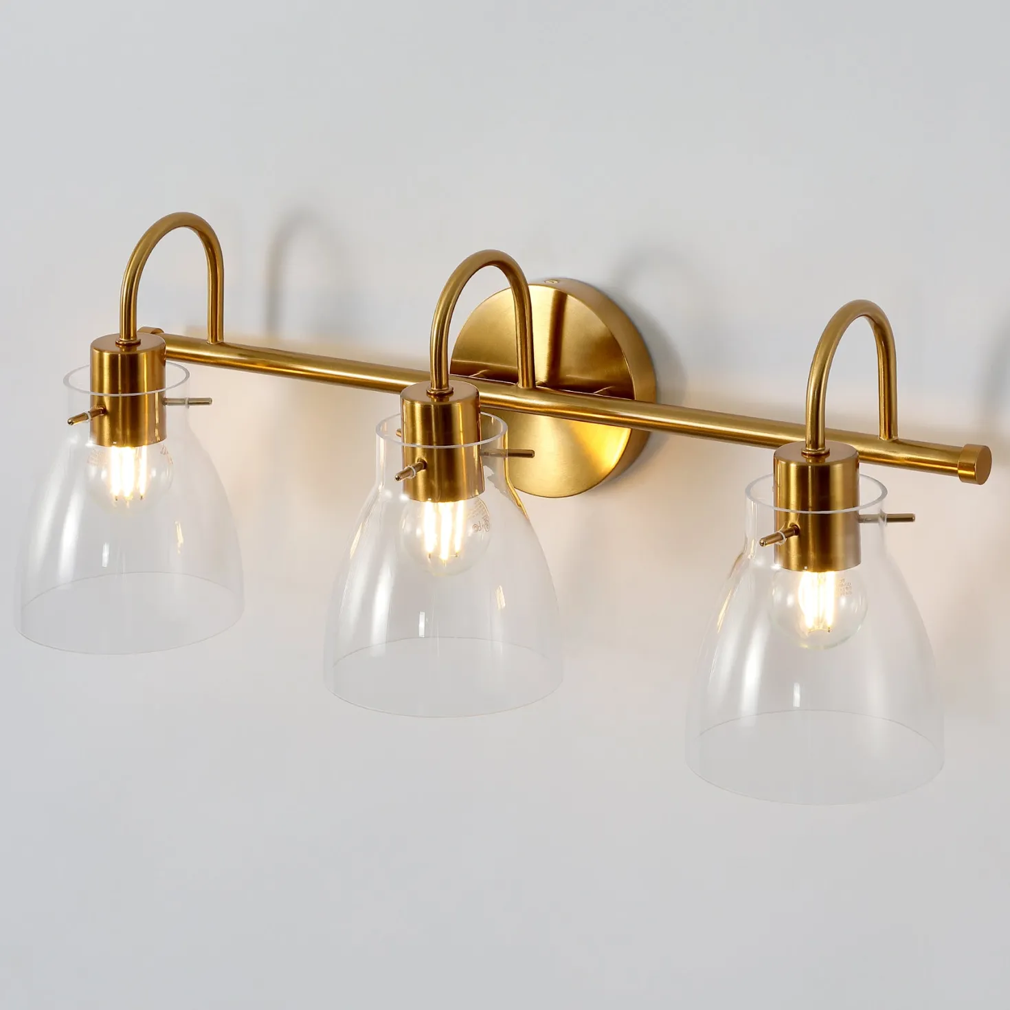 Bathroom Light Fixtures, 3-Light Vanity Lights with Clear Glass Shade