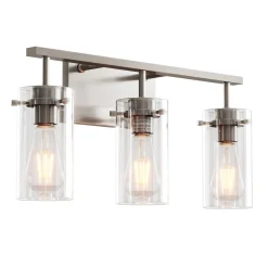 Bathroom Vanity Light Fixtures, 3-Light Wall Sconces Lighting with Clear Glass Shade