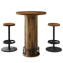 Bistro Sets with 2 Barstools, Pub Cocktail Table Bar Table with Chairs