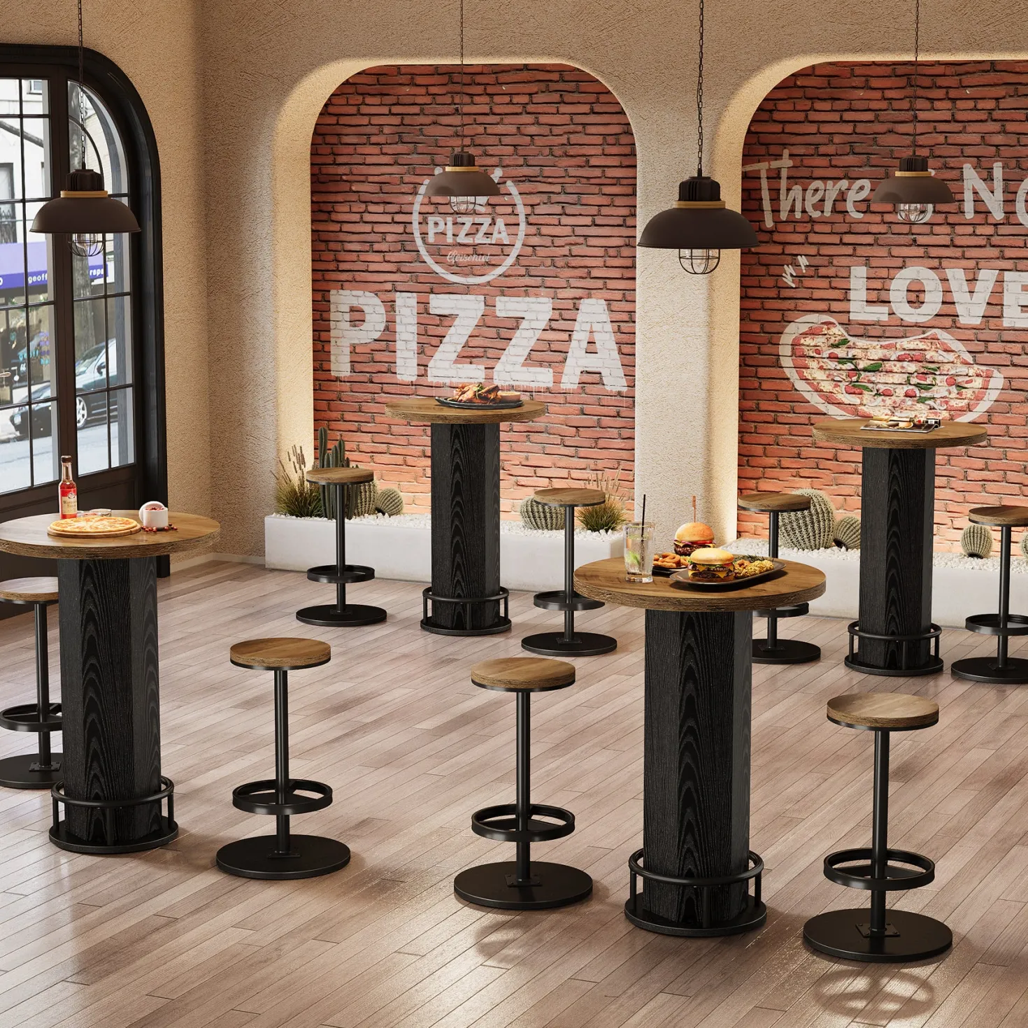 Bistro Sets with 2 Barstools, Pub Cocktail Table Bar Table with Chairs