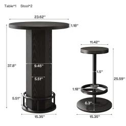 Bistro Sets with 2 Barstools, Pub Cocktail Table Bar Table with Chairs