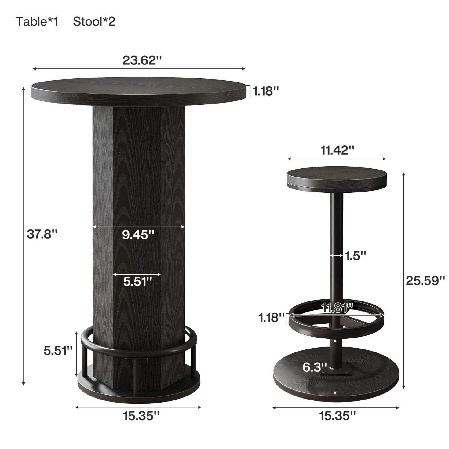 Bistro Sets with 2 Barstools, Pub Cocktail Table Bar Table with Chairs