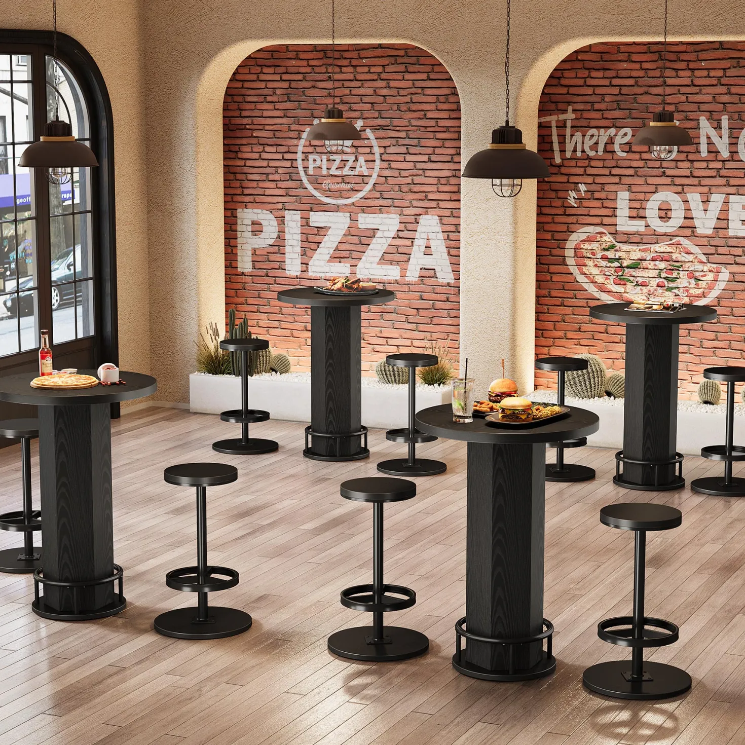 Bistro Sets with 2 Barstools, Pub Cocktail Table Bar Table with Chairs