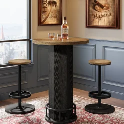 Bistro Sets with 2 Barstools, Pub Cocktail Table Bar Table with Chairs