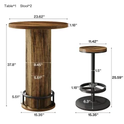 Bistro Sets with 2 Barstools, Pub Cocktail Table Bar Table with Chairs