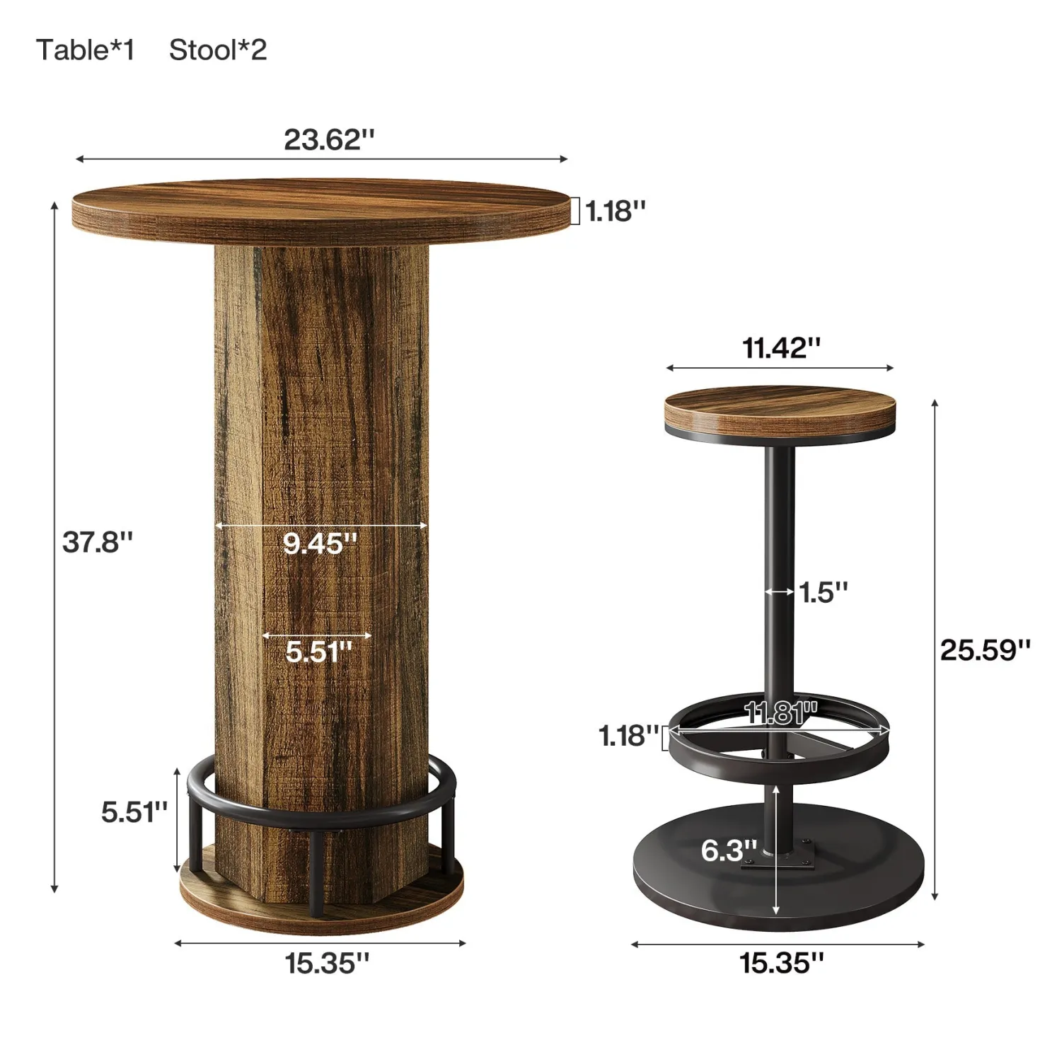 Bistro Sets with 2 Barstools, Pub Cocktail Table Bar Table with Chairs