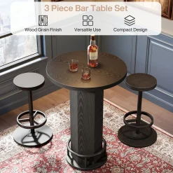 Bistro Sets with 2 Barstools, Pub Cocktail Table Bar Table with Chairs