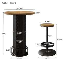 Bistro Sets with 2 Barstools, Pub Cocktail Table Bar Table with Chairs