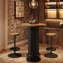 Bistro Sets with 2 Barstools, Pub Cocktail Table Bar Table with Chairs
