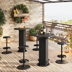 Bistro Sets with 2 Barstools, Pub Cocktail Table Bar Table with Chairs