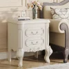 Carved Nightstand, Bedside Table End Table with 2 Drawers