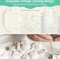 Carved Nightstand, Bedside Table End Table with 2 Drawers