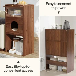 Cat Litter Box Enclosure, Modern Kitty House End Table with Acrylic Door