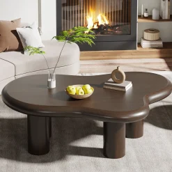 Cloud-Shaped Coffee Table, Modern Center Table with 4 Solid Legs
