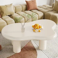 Cloud-Shaped Coffee Table, Modern Center Table with 4 Solid Legs