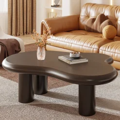 Cloud-Shaped Coffee Table, Modern Center Table with 4 Solid Legs