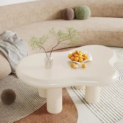 Cloud-Shaped Coffee Table, Modern Center Table with 4 Solid Legs