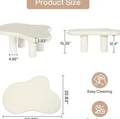 Cloud-Shaped Coffee Table, Modern Center Table with 4 Solid Legs